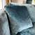 Anthropologie Velvet Sectional Couch Custom Order In Blue w/ Ottoman 2 thumbnail
