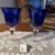 Cobalt Blue Glass 2 Goblets with Clear Glass Stems-Vintage 1 thumbnail