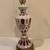 Vintage Bohemian Cranberry Overlay Glass Lamp – Hand-Painted & Cut Des 5 thumbnail