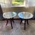 Glass topped wood end tables, mid-century modern, pair 1 thumbnail