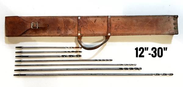 VERY LONG DRILLS, CASE. VINTAGE TELEPHONE CO. 1