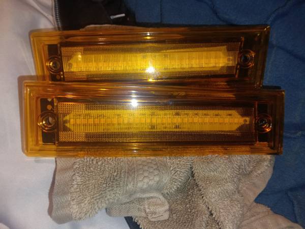 Pair Front led Signal Side Marker Lights Amber Fit For 81-91 GMC Chevy 1