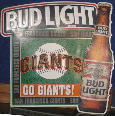 Rare Large 1994 San Francisco Giants Bud Light Metal Embossed Sign 1