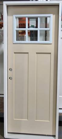 New 32" Craftsman 6 Lite RH Inswing Fiberglass Exterior Entry Door SG 1