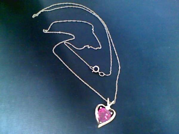 Red Stone Stone Necklace 10K Yellow Gold 18" - 1.7g 1