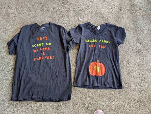 Free His and Hers Pregnant Halloween shirts 1