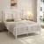 Full Size Bed Frame with Butterfly Pattern Design Headboard, White Modern Metal  2 thumbnail