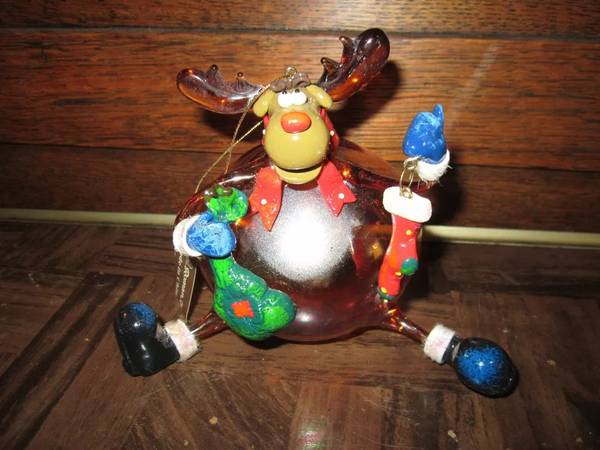 Roman Inc. Reindeer Moose Glass Ornament 2004 1