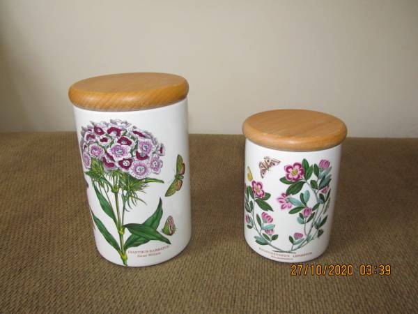 Ceramic CANISTERS w Flower Pattern 1