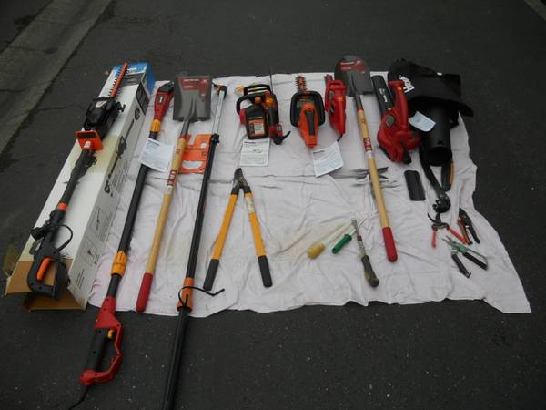 Gardening Tools, electric corded saws, trimmers, blower, more. 1