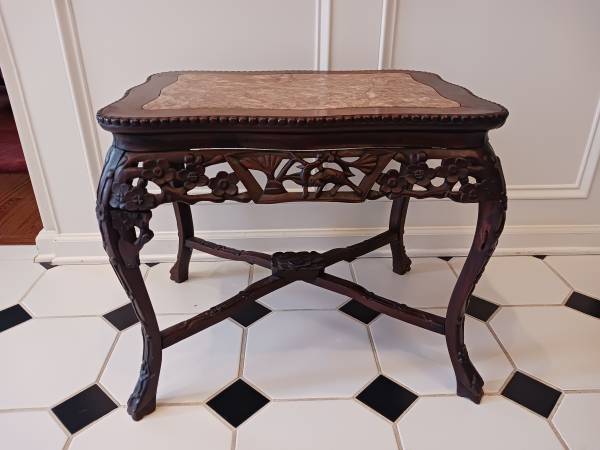 Antique Chinese Rosewood & Marble Table 1