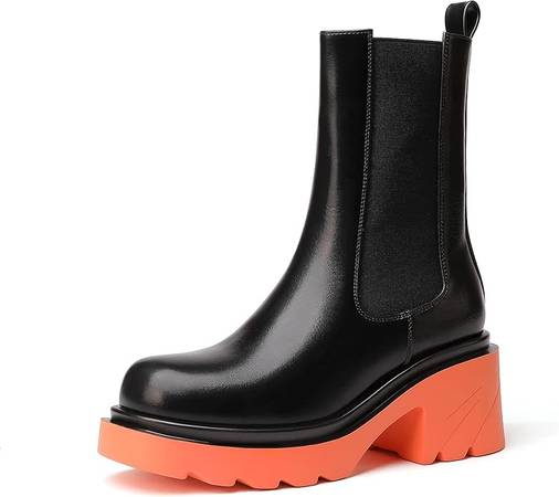 Womens Chelsea Boots Lug Sole Platform Elastic Slip on, 8 Size, NEW 1