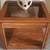 Solid oak wood beautiful end-table w/beveled smoked crystal glass top 1 thumbnail