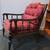 Walnut Antique Victorian Wide Chair Red and Black Damascus Pattern 2 thumbnail