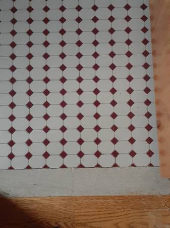 VINTAGE burgundy & gray Mosaic FLOOR TILE 1