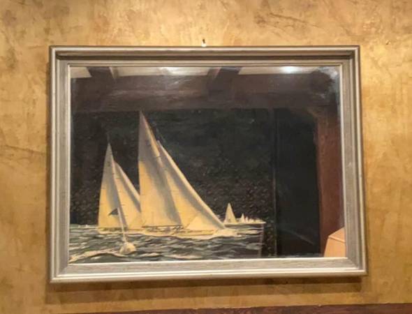 Framed Etched Mirror Sailboat Regatta 1