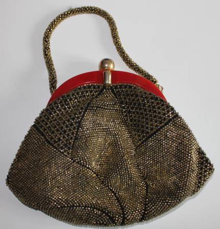 golden beaded evening handbag 10 length 7 height 5 drop 1