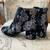 Women’s Black, Silver and Blue Flowers Boots, size 7, New 2 thumbnail