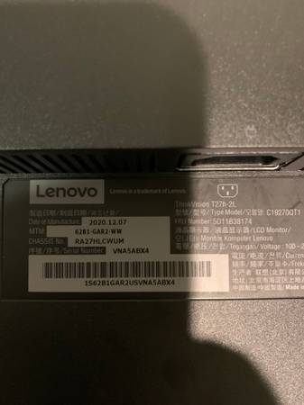 27 Inch Lenovo Montior 2560 x 1440 (QHD) resolution, IPS panel 60Hz - $100 (First and Bullard)63442323242883123