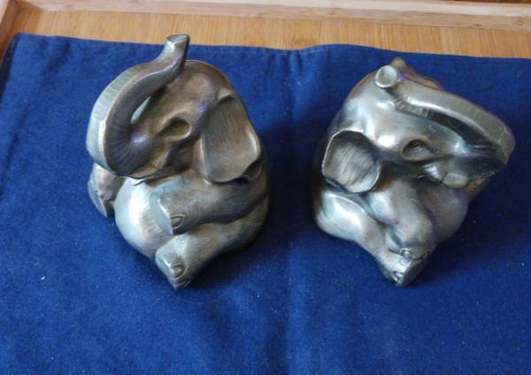 Pewter Elephant Bookends 1