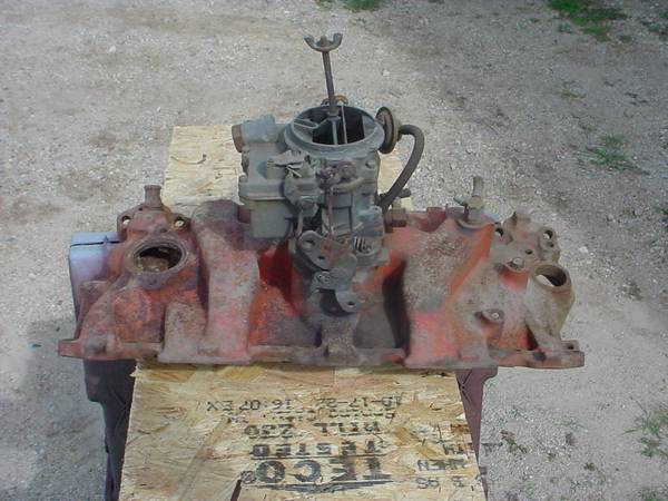 chevy sb intake and 2bbl carb 1