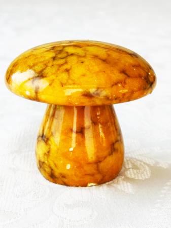 3"t Orange/tan mushroom "Genuine Alabaster Marble hand crafted in Ital - $22 (Beaverton)63471475056001124