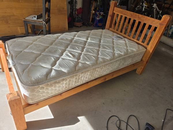 Southwestern style rough finish twin bed and mattress - solid cedar 1