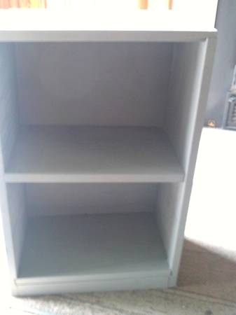 Wood Gray hand made two shelf cubicle 1