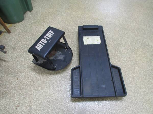 Hard plastic Mechanics Creeper and steel rolling stool 1