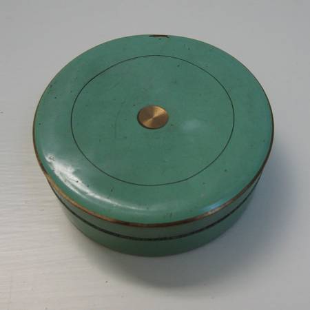 Vintage 2.5 Inch Diameter Metal Lidded Tin 1