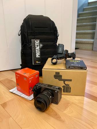 Sony ILME-FX30 s/XLR Handle, 15mm F1.4 G Lens, and LowePro ProTactic C 1