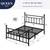 Queen Size Metal Platform Bed Frame with Victorian Vintage Headboard, Black 7 thumbnail