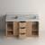 60" Light Oak Double Bathroom Vanity w Premium Quartz Top Square Sinks 4 thumbnail