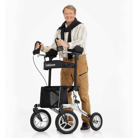 Pneumatic Armrest Walker, Tall Mobility Rolling Walker with Seat and 1 1