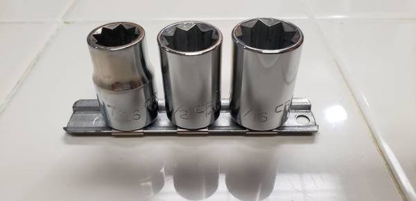 E- TORX SOCKETS 1/2" Drive 3pc Set Includes: 7/16", 1/2", 9/16" 1