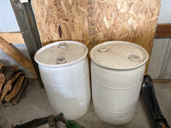 Plastic 50 gallon barrels 1