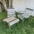 Vintage mid-century Woodard wrought iron patio set chairs ottoman 2 thumbnail