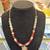 Beaded Necklace with Clear Pendant and Red Beads with Carved Flower Pe 2 thumbnail