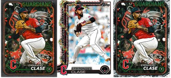 Emmanuel Clase holiday baseball trio 1