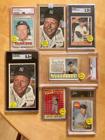 🥎 (10) MICKEY MANTLE BASEBALL CARDS * 1950’s & 60’s * (6) GRADED 🥎 1