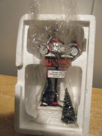Snow Village Ceramic Harley-Davidson Sign NEW! 1