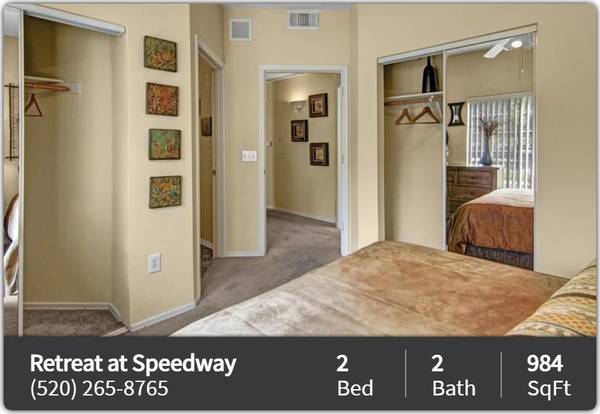 $1,190 / 2br - 984ft2 - Convenient location for commuters – On the bus line! 2 bed, 2 bath (Tucson - East Near Tucson Medical Center)63674775148675122