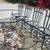 Vintage metal patio table and glass top and matching chairs 4 thumbnail