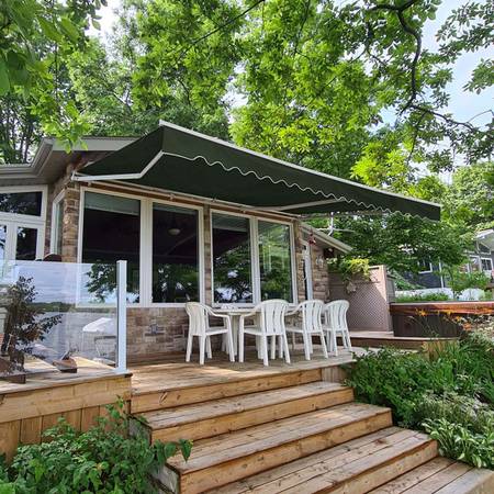 ALEKO AW12X10GREEN166 Retractable White Frame Patio Awning 12 x 10 Ft - $70 (Kent)63471354901763121