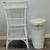 Vintage Wicker Wood Trash Can Clothes Basket & Table Stand 4 thumbnail