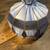 Lamp light fixture hanging glass blue vintage 1 thumbnail