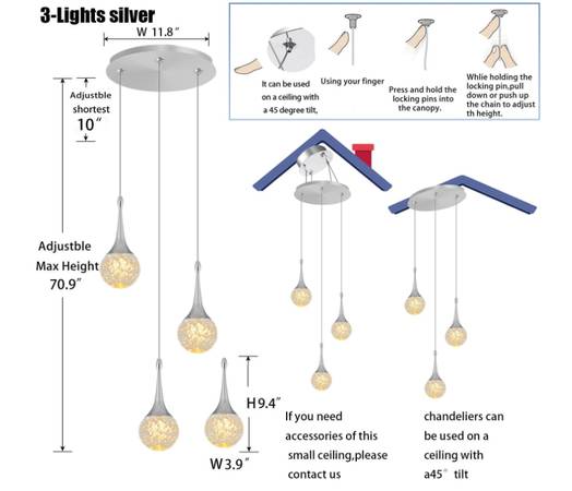 Arañuela de techo de cristal de 3 luces - $85 (Nixa)62971057560067121