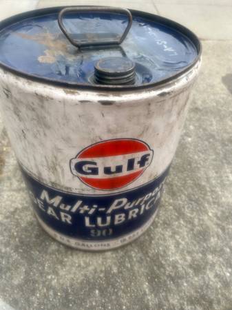 Vintage Gulf 5-Gallon Metal Oil Can – Great Patina, Garage/Man