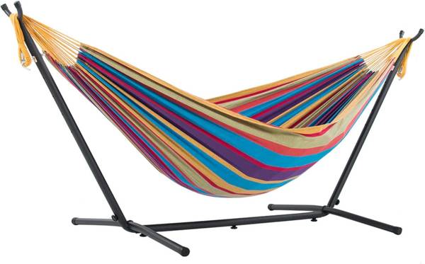 Vivere double hammock with self standing heavy duty steel stand 1