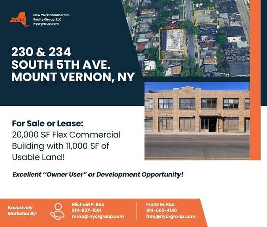 Seller will consider a “Sale Lease-Back” on a portion of the space
$0
230 & 234 South 5th Ave. Mount Vernon Seller will consider a “Sale Lease-Back” on a portion of the space
$0
230 & 234 South 5th Ave. Mount Vernon